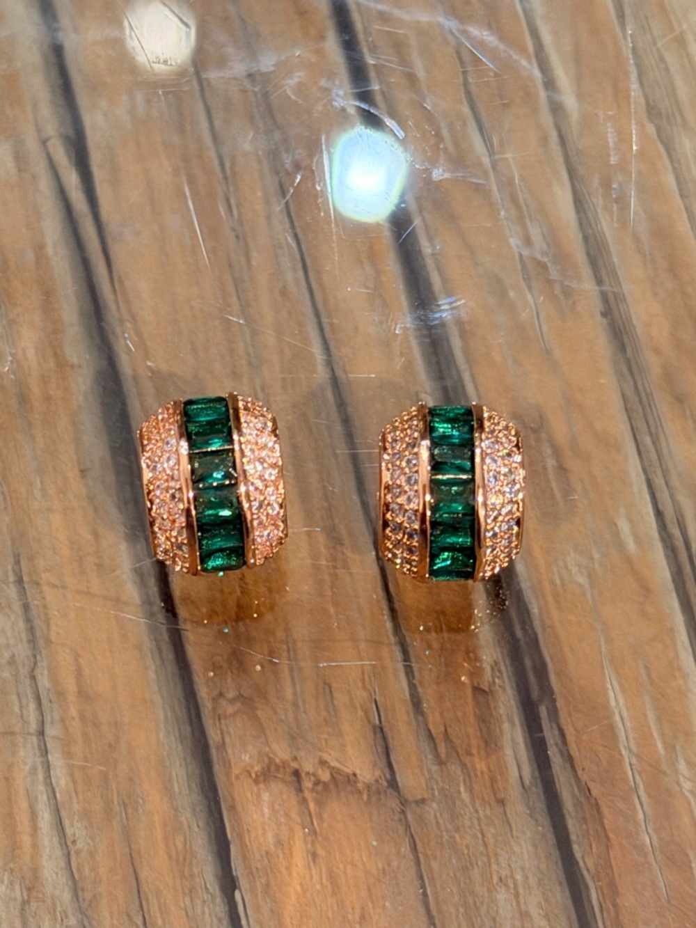 Bomb Party! Gold-Tone Emerald Crystal Hoop Earring Attachments